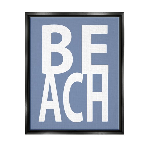 Stupell Industries Beach Letters Phrase Nature Painting Black Floater Framed Canvas Art Print Wall Art, 17 x 21