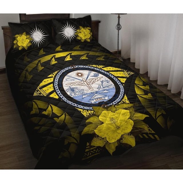 Islas Marshall Juego de Cama Edredón Hibiscus Amarillo