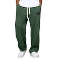 thumbnail image 2 of ZHOGXU Mens Casual Pants Drawstring Elastic Waisted Solid Color Straight Fit Comfortable Trousers With Pockets For Daily Wear Dark Green L, 2 of 4