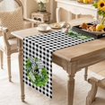 thumbnail image 6 of Welcome Bow Knot Wreath Table Runner - 120 Inch Long, Kitchen Dining Table Runner Dresser Scarves, Summer Flowers Black Gray Plaid Farmhouse Decor for Coffee Tables Wedding Party Banquet, 6 of 7