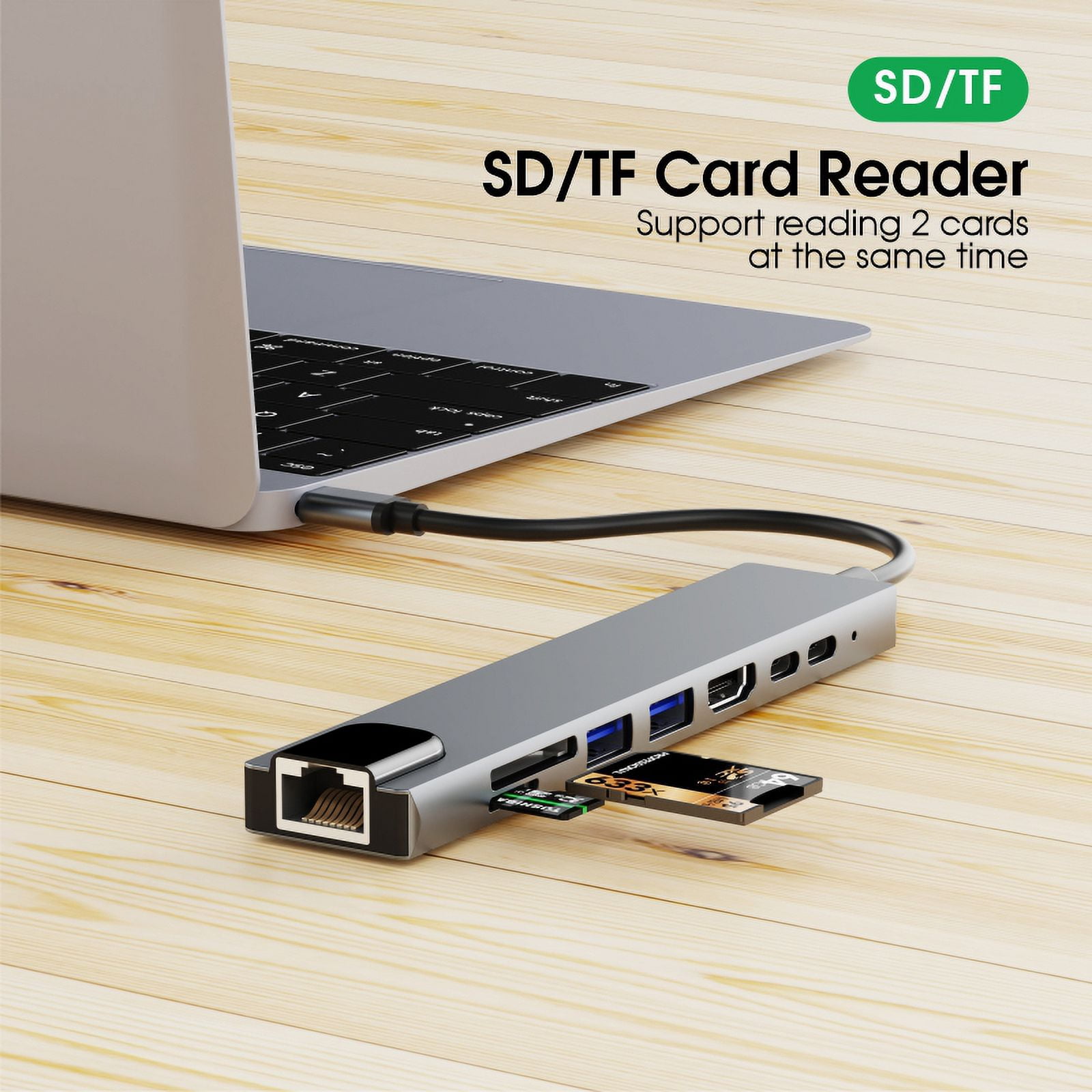 DOONJIEY  Usb Type C Hub 8 in 1 USB Hub Multi Function Adapter for MacBook Pro Type C Windows Laptops