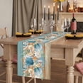 thumbnail image 3 of Teal Blue Brown Beach Coastal Cotton Linen Table Runner for Dining Kitchen, Nautical Shell Starfish Coral Summer Wedding Outdoor Party Tablerunners, Dresser Scarf Tablecloth Runners 13x70 Inches, 3 of 9