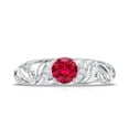 thumbnail image 5 of Rosec Jewels Created Ruby Vintage Inspired Ring with Diamond for Women (AAAA Grade), 18K White Gold, US 3.50, 5 of 9