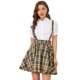 thumbnail image 1 of Falda Allegra K tirantes Plisado a cuadros cintura Elástica Marrón Beige XL, 1 of 6