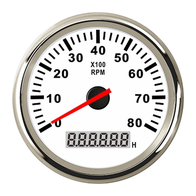 85mm Tachometer 3-8K RPM Tacho Meter with LCD Hourmeter For Car Boat 12V/24V Red Backlight Marine Gauge