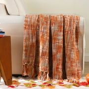 Orange Throw Blanket for Couch,Decorative Fall Blanket,Halloween Throws for Home Decor,50x60
