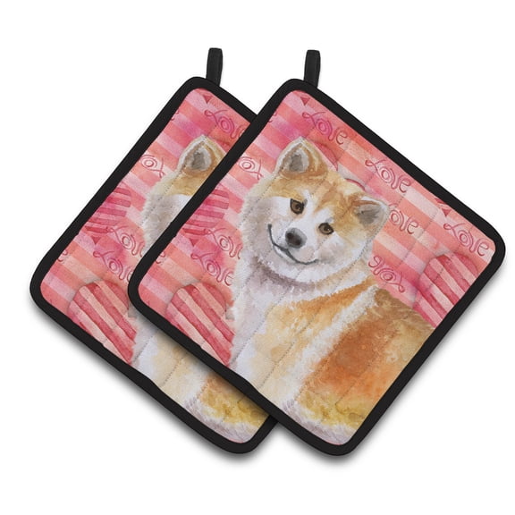 Caroline's Treasures Shiba Inu Love Pair of Pot Holders