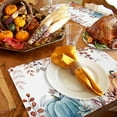 thumbnail image 3 of Fall Thanksgiving Placemats Set of 6, Watercolor Pumpkins Eucalyptus Leaves Heat Resistant Washable Linen Table Place Mats Party Holiday Decor for Home Kitchen Dining Outdoor Indoor, Blue Orange, 3 of 6