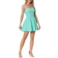 thumbnail image 2 of Vestido de mujer Inspire Chic con escote corazón, sin tirantes, con cremallera, mini y de vuelo, color verde menta, talla M, 2 of 6