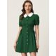 thumbnail image 2 of Vestido Con Botones Y Cordones Con Cuello Peter Pan En Contraste Vintage Para Mujer Verde M, 2 of 5
