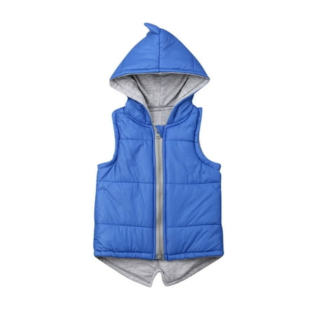 

Qtinghua Toddler Baby Girl Boy 3D Dinosaur Fleece Zip Front Hoodie Jacket Waistcoat Vest Sleeveless Winter Outwear Blue 6-12 Months