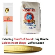 NineChef Bundle - Nishiki Medium Grain Rice 5 lb + 1 NineChef Brand Golden Heart Ice Tea Coffee Long Handel Spoon