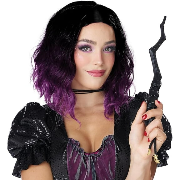 Short Wavy Bob Costume Wig - Black/Voilet