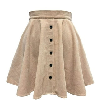TIYOMI Plus Size Skirts Brown Stretchy Buttons Hidden Zipper Mini