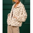 thumbnail image 4 of sicmoss Women's White Checkered Oversized Sherpa Jacket Fuzzy Warm Winter with Pockets, 4 of 6