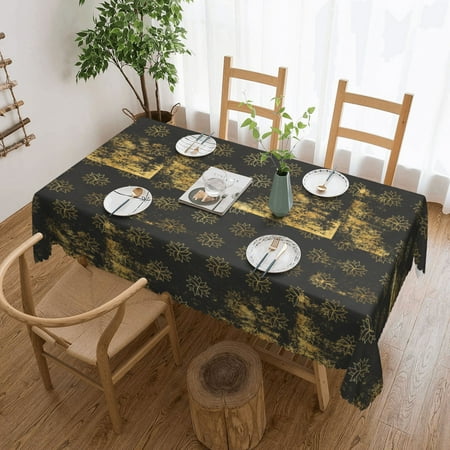 

Tablecloth Ethnic Boho Pattern Golden Table Cloth For Rectangle Tables Waterproof Resistant Picnic Table Covers For Kitchen Dining/Party(54x72in)