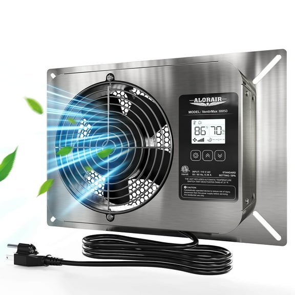 ALORAIR 300 CFM Crawlspace Ventilator Fan with Humidistat, Stainless Steel Exhaust Vent Fans with Digital Display, Timing Cycle, Freeze Protection Thermostat, for Basement, Garage, Attic, Grow Tent