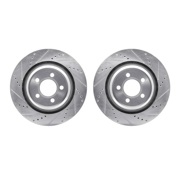 Dynamic Friction Company Rear Brake Rotors-Drilled and Slotted-Silver 7002-39021