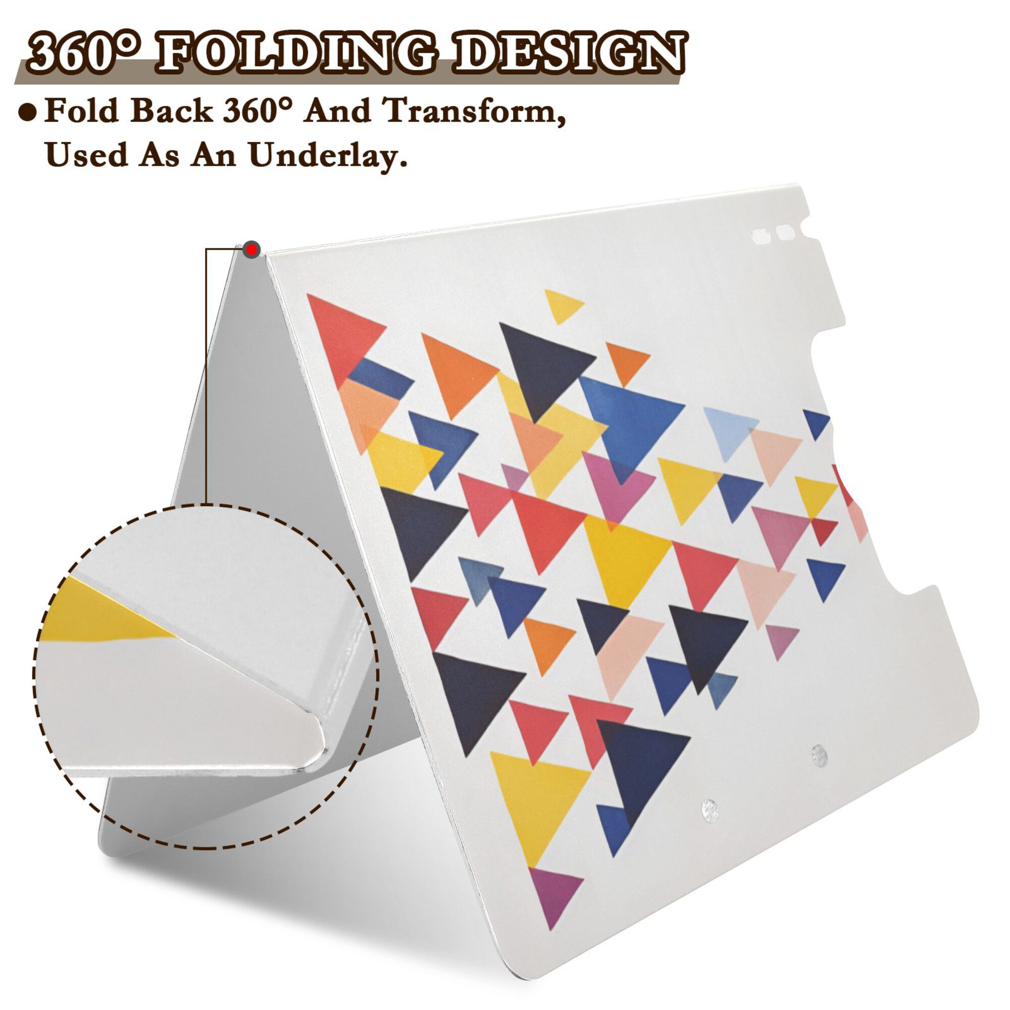 FORMRS A4 Clipboard Folder with Pen Holder Horizontal Foldable School Office Binder, White Abstract Triangles