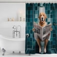 thumbnail image 2 of Polyester Fabric Funny Dogs Shower Curtain, Animal Sitting on Toilet Reading Newspaper Waterproof Bathtub Curtain Bathroom Decor Set with Hooks 72 x 72 Inches, 2 of 6