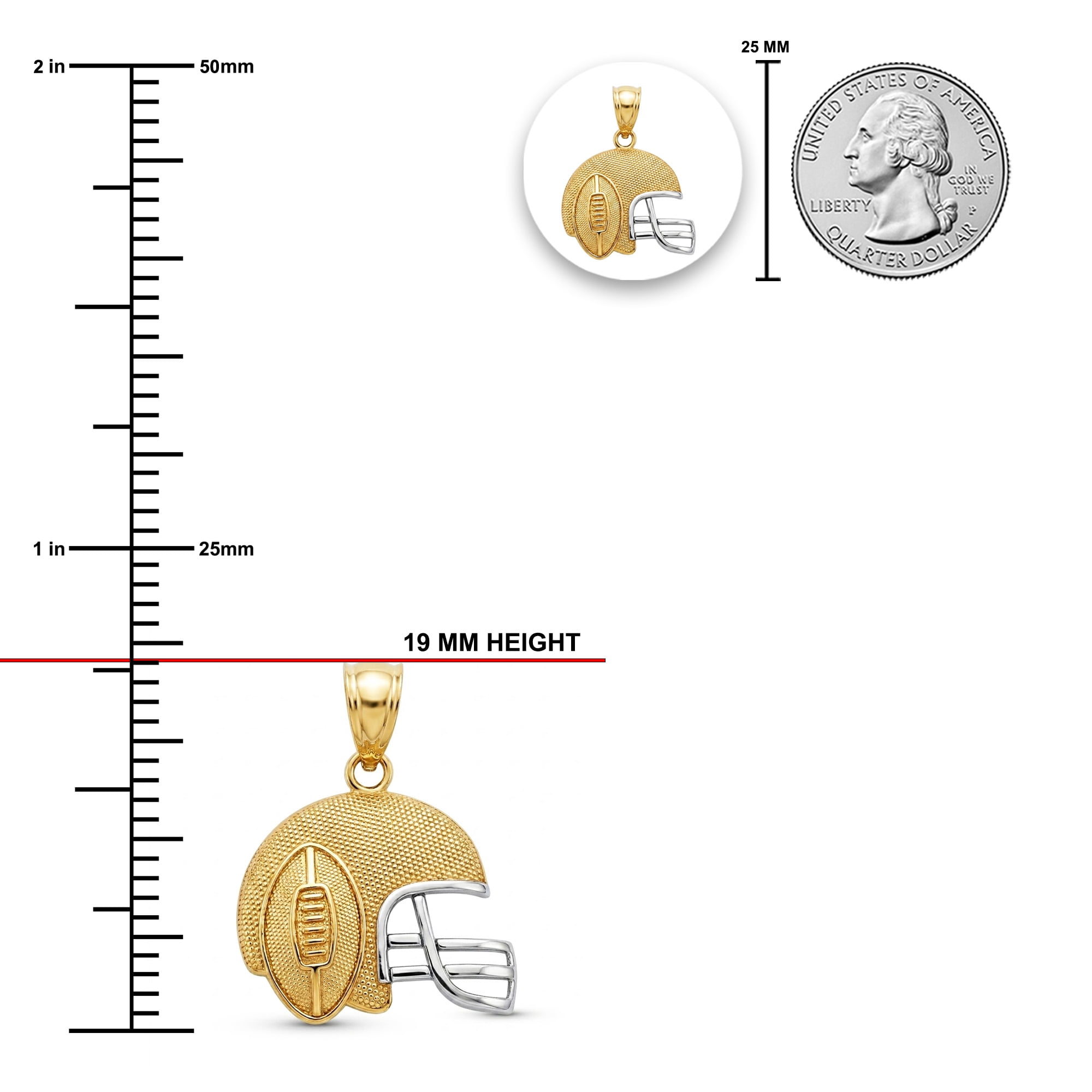Charm America - Gold Small Football Helmet Charm - 10 Karat Solid Gold