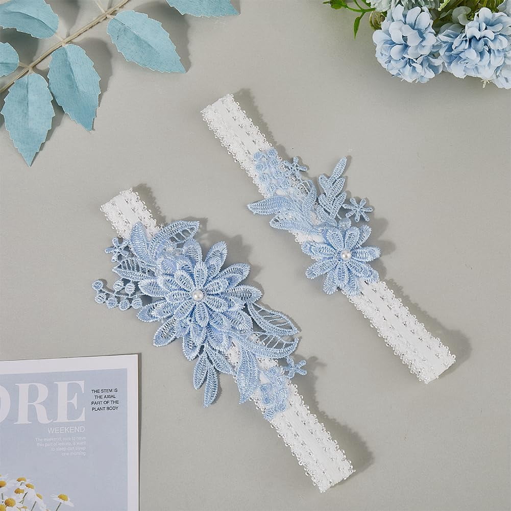 2pcs Blue Daisy Lace Garter Belts Wedding Garter Set Bridal Wedding Elastic Band  Garters Leg Band Elastic Leg Ring with Flower Prom Party - Walmart.com