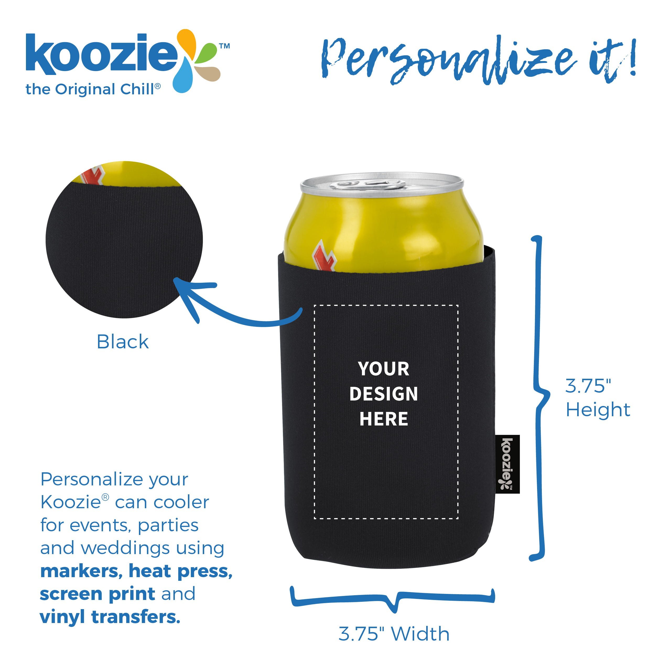 Black - Plain Koozie or Can cooler
