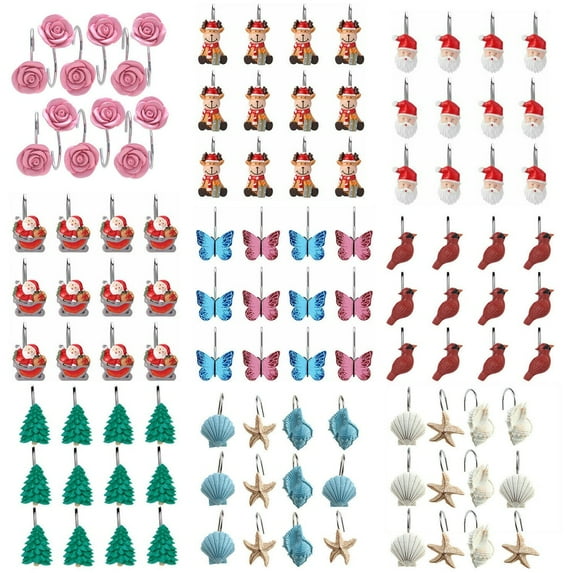 AGPTEK 12pcs Decorative Shower Curtain Hooks