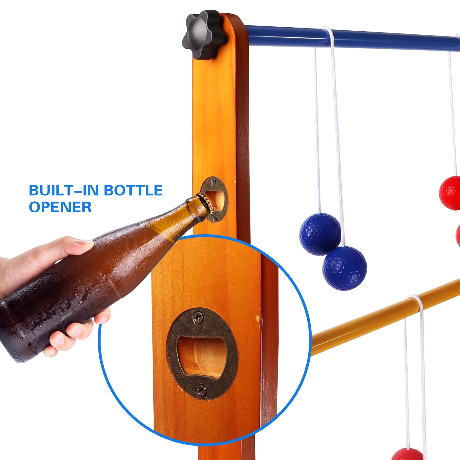 GSE Games & Sports Expert Solid Wood Ladder Ball Toss Game Set with Ladder Ball Bolas & Carrying Case for BBQ, Tailgating, Camping, Beach, Backyard Gatherings