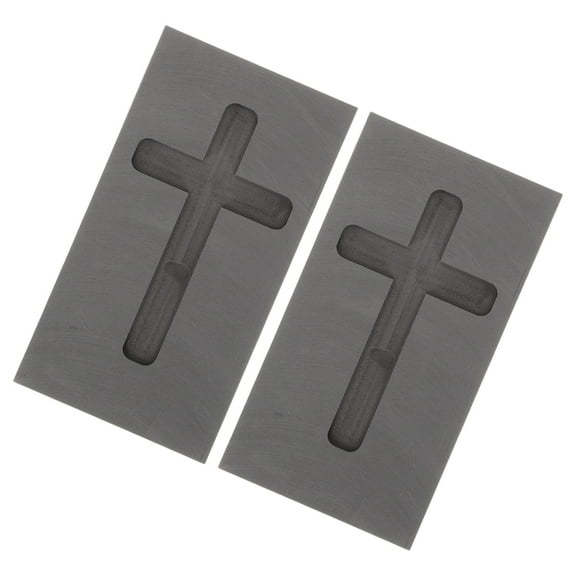 WORGEOUS 2pcs Graphite Crucible Mold For High Temperature Smelting Cross Design Metal Casting Supplies Smelting Molds Metal Casting Molds