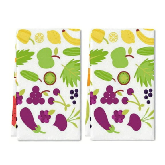 YladaFaie 2 Pcs Fruit Pattern Kitchen Towels Decorative Dish Towels Fruit Pattern Hand Towels Tea Towels Absorbent Kitchen Cloths for Kitchen Bathroom Decor Housewarming Gifts 16 x 24 Inch