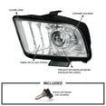 thumbnail image 3 of Spec-D Tuning Chrome Projector Headlights Compatible with 2005-2009 Ford Mustang, Left + Right Pair Headlamps Assembly, 3 of 7