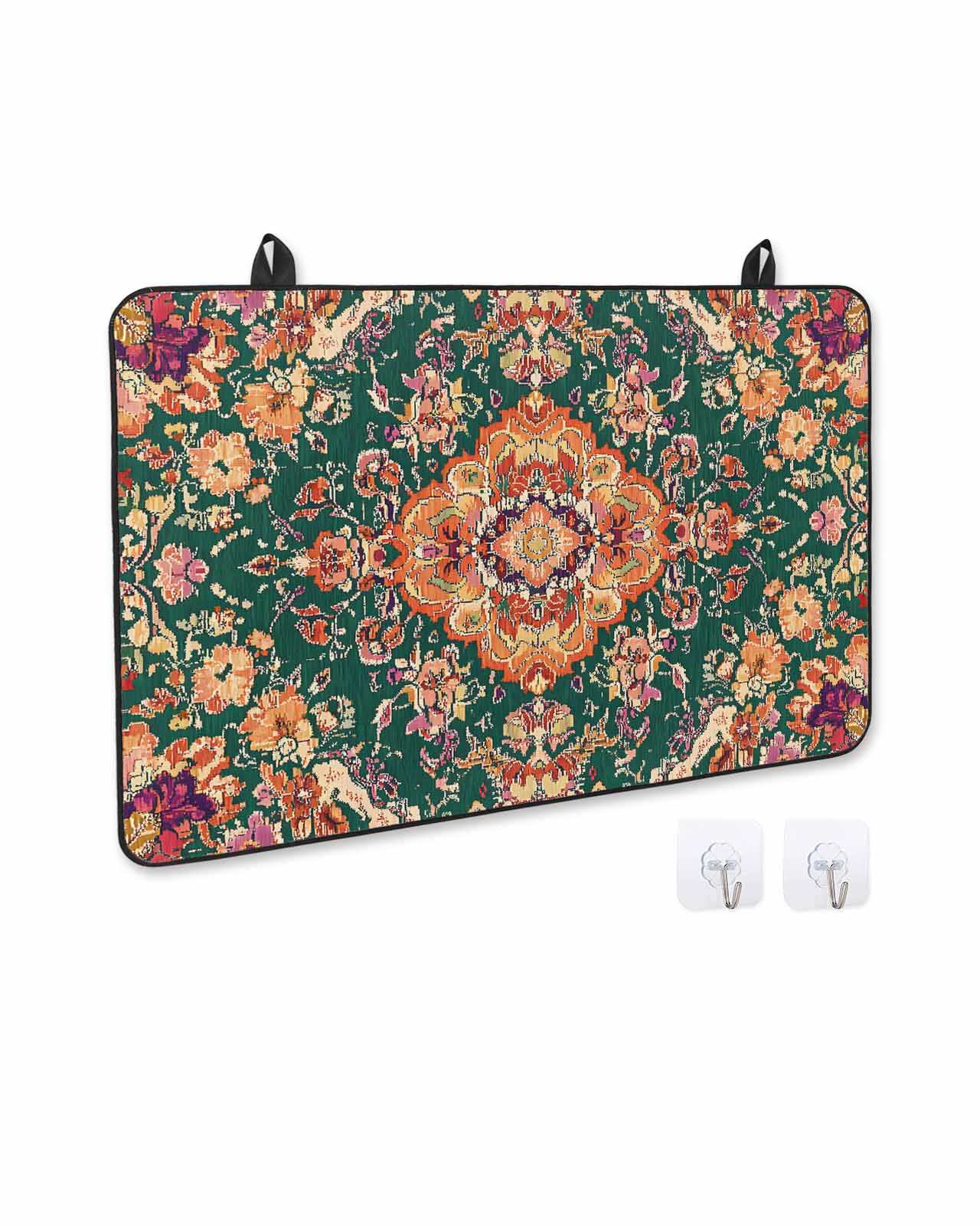 nqOlkjepod Large Induction Cooktop Protector Mat 24"x21", Bohemian Floral Stove Top Covers for Electric Stove, Abstract Retro Flowers Texture Stove Burner Cover Mats, Glass Top Stove Cover