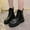 Black, variant on Leather Ankle Boots for Women Lace Up Lug Sole Combat Booties Zipper Platform Riding Boot White 6(37)