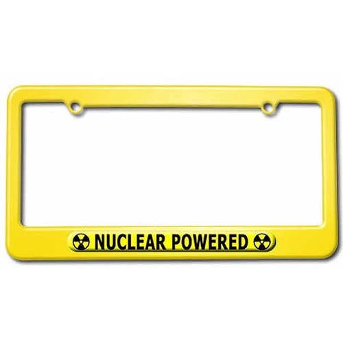 Radiation Biohazar License Plate Frame Nuclear Powered Yellow Black Radiation Biohazar License Plate Frame Nuclear Powered Yellow Black