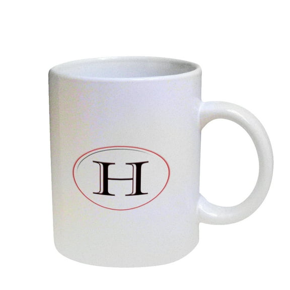 KuzmarK Coffee Cup Mug Pearl Iridescent White - H is for H