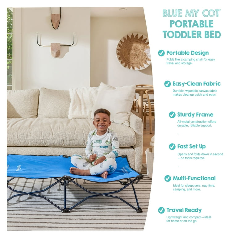 【Texas Motors】キャノピー付きクリエイティブコット Regalo My Cot® Portable Toddler Bed, Royal Blue, Toddler Bed