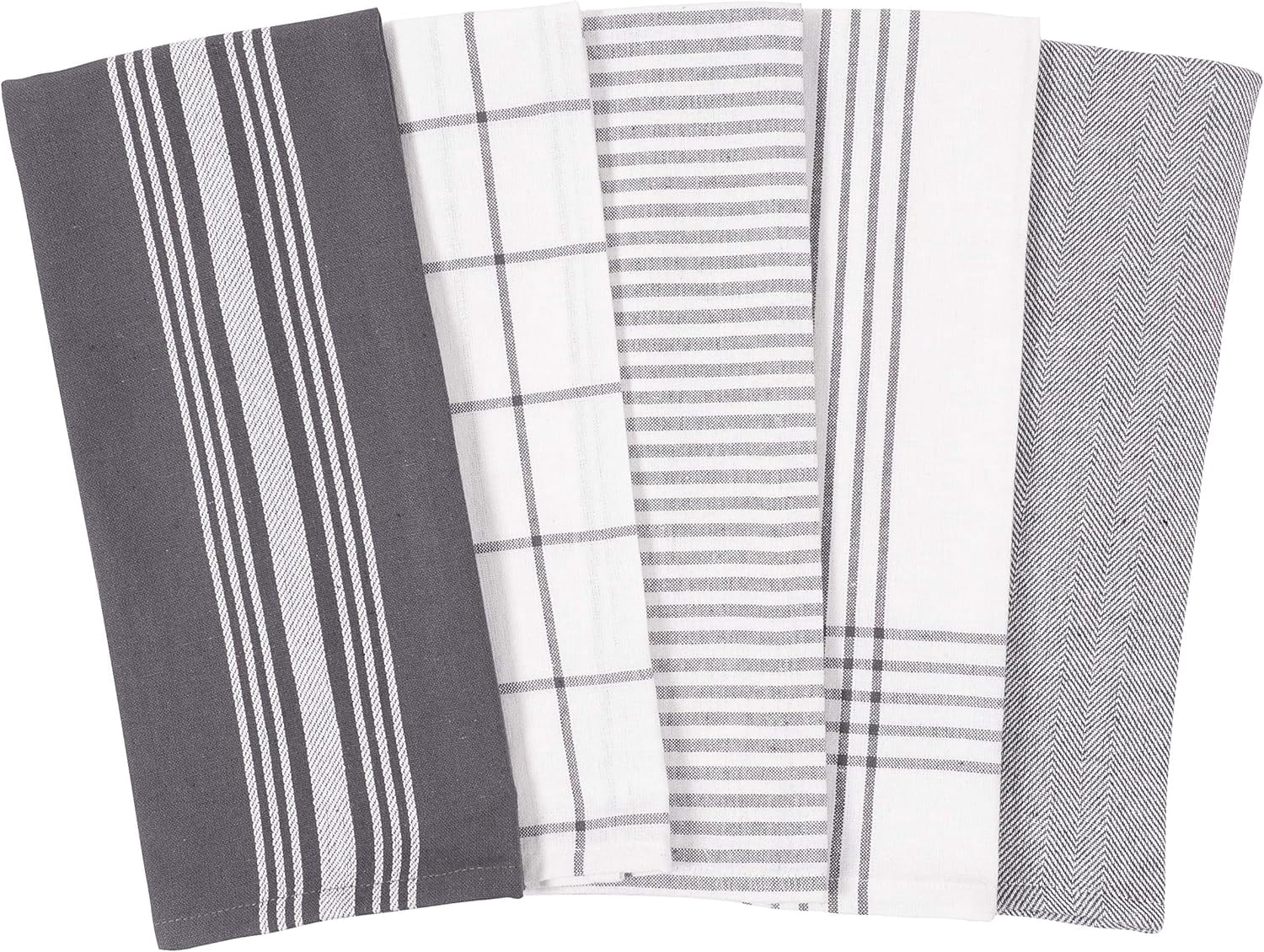 KAF Home Soho Kitchen Towels, Soft and Absorbent Flat Dish Towels, 18” x 28”, Charcoal, 10 Pack