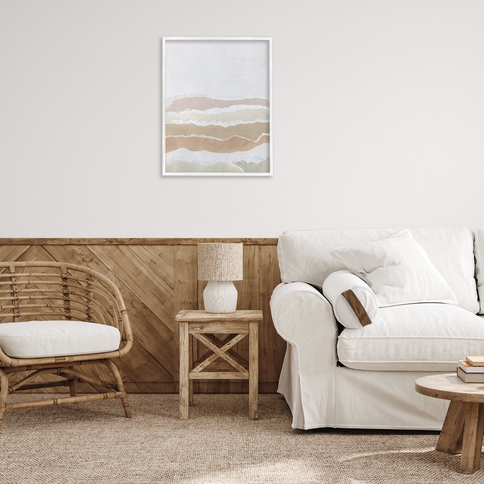 Stupell Industries Desert Dunes Abstraction Abstract Painting White Framed Art Print Wall Art, 24 x 30