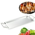 BBQ Grill Plate Stainless Steel Silver Roasting Pan with Grilling Claws