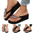 thumbnail image 4 of NOKIO Womens Rhinestone Flip Flop Sandals Summer Casual Thong Strap Clip Toe Wedge Heel Platform Slipper Comfortable Slip-on Beach Shoes Cute Women'S Casual Slippers, 4 of 8