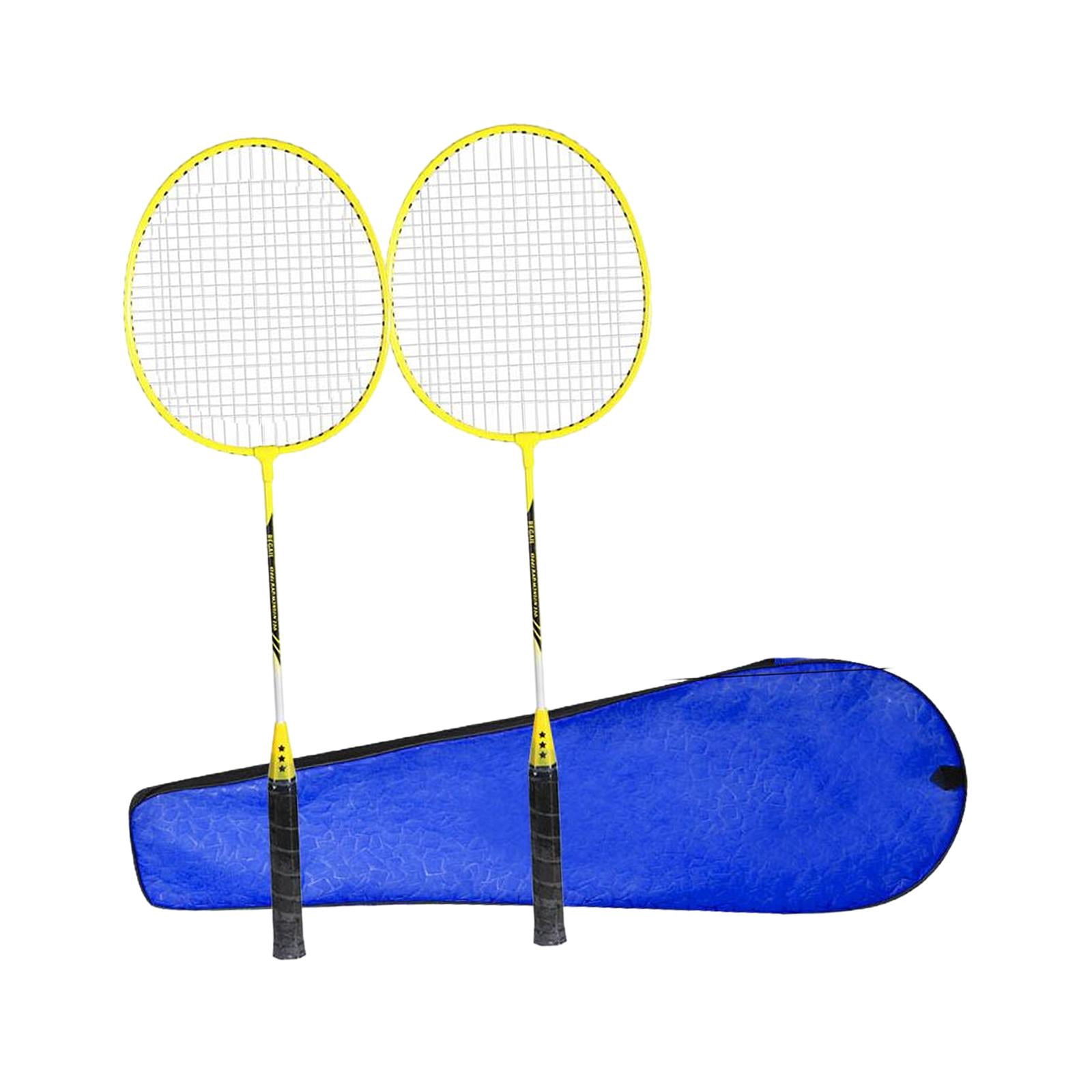 Baoblaze 2Pcs Badminton Rackets Set Badminton Shuttlecock for Couples Beginners Beach yellow