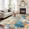 thumbnail image 2 of 8'x10' Area Rugs, Vintage Beige Coastal Indoor Outdoor Area Rug for Living Room Bedroom, Summer Beach Starfish Shell Coral Nautical Bathroom Rugs Kitchen Floor Carpet Mats Home Decor Aesthetic, 2 of 8