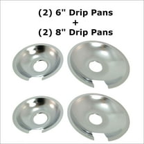 KITCHEN BASICS 101 Made in the USA 715877 and 715878 Replacement Range Cooktop Drip Pans for Jenn Air - Includes 2 6-Inch and 2 8-Inch Pans, 4 Pack