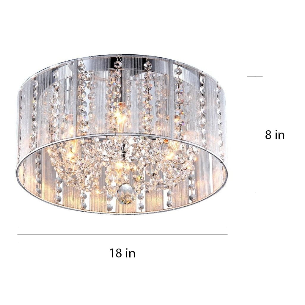 Warehouse of Tiffany Addison White 16-inch Crystal Flush Mount (color optional) Chrome