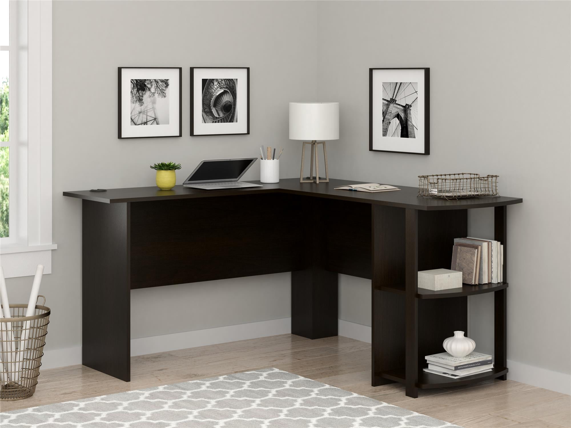 Orchard Park L Shaped Desk And Bookcase Bundle Espresso
