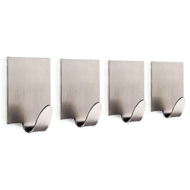 4PCS Brushed Stainless Steel Wall Hooks Wall Mount Coat Towel Hanger Bathroom US 