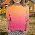 thumbnail image 2 of KAUOD Teen Girls Sequins Shirt 3/7 Sleeve Crew Neck Soft Tshirts Clothes Kids Lightweight Fit Cotton Pullover Tops Outfits, 2 of 5