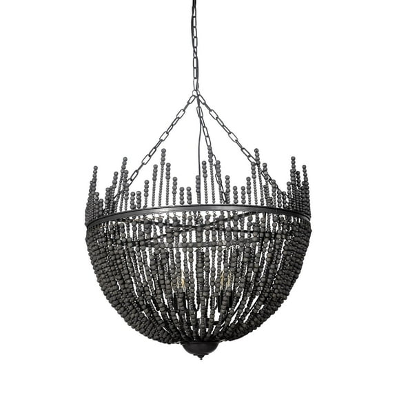 Mercana Liam I Bead Bowl-Style 4 Bulb Chandelier in Black