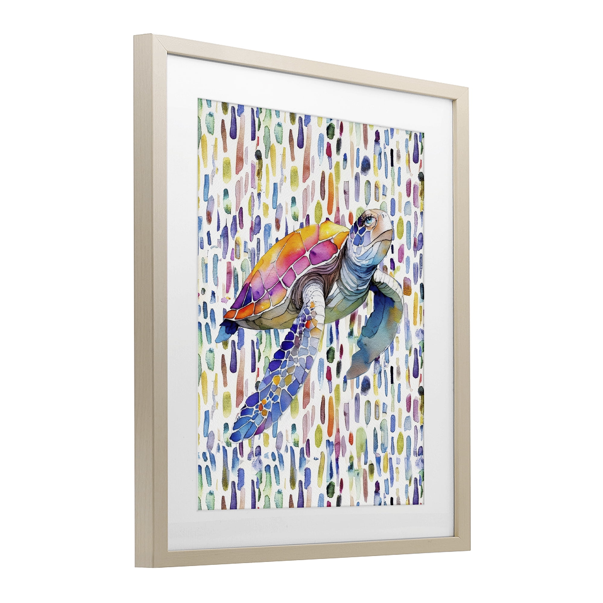 Stupell Industries Turtle on Colorful Dots Birch Framed Print Under Glass, design by Shelly Craig